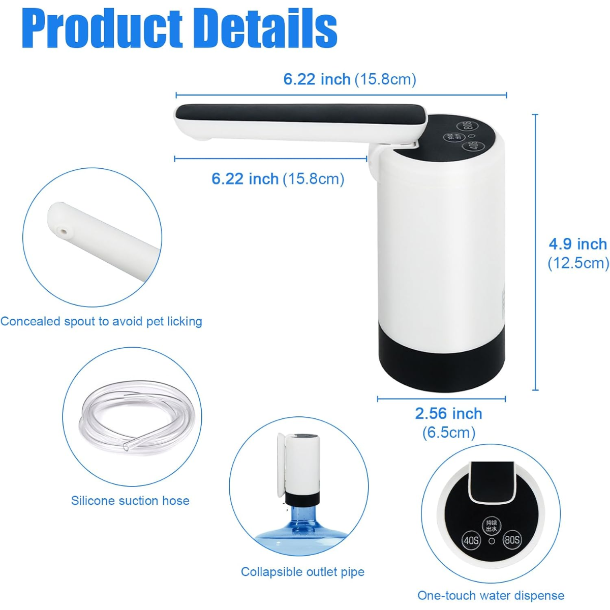 Water Bottle Pump for 3-5 Gallon Water Bottle Dispenser, USB Charging Automatic Drinking Water Pump