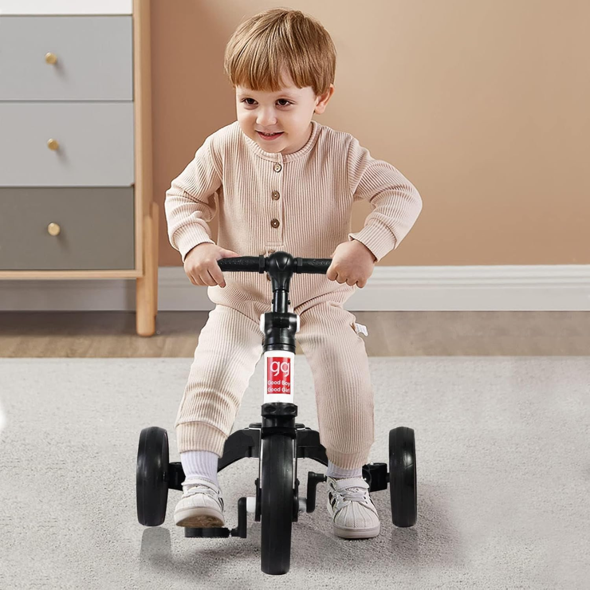 4-in-1 Plastic Kids' Walking Push Trike Mini Balance Bike and Foldable Bike for Car Style