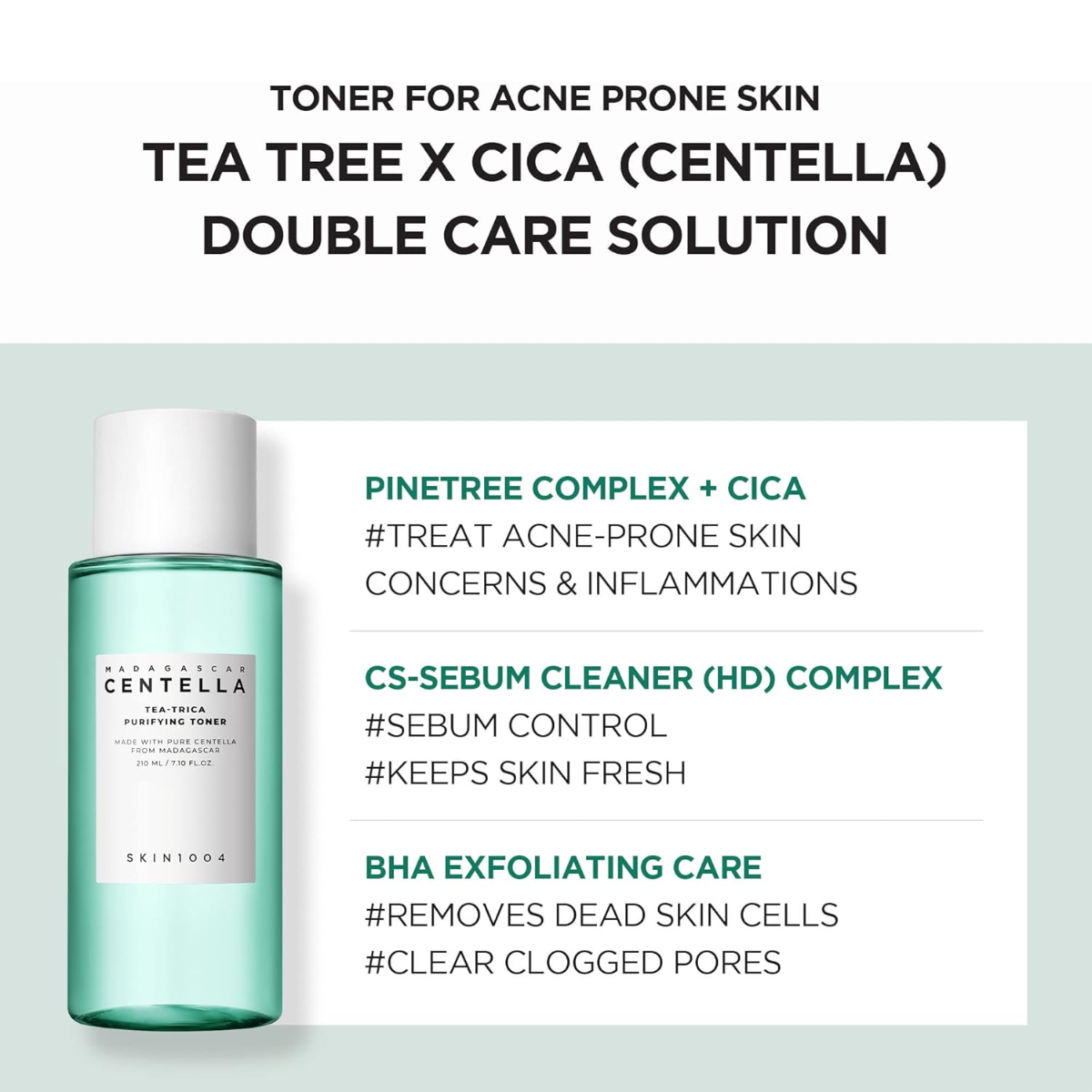 SKIN1004 Tea Trica Purifying Toner 210 ml - Acne Skin Relief Toner