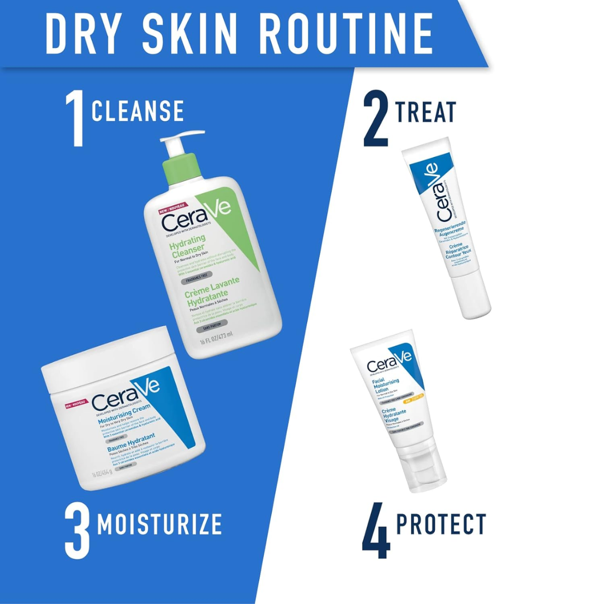 CeraVe Moisturizing Cream, 48H Body and Face Moisturizer for Dry to Very Dry Skin with Hyaluronic Acid and Ceramides, Fragrance Free, 16Oz