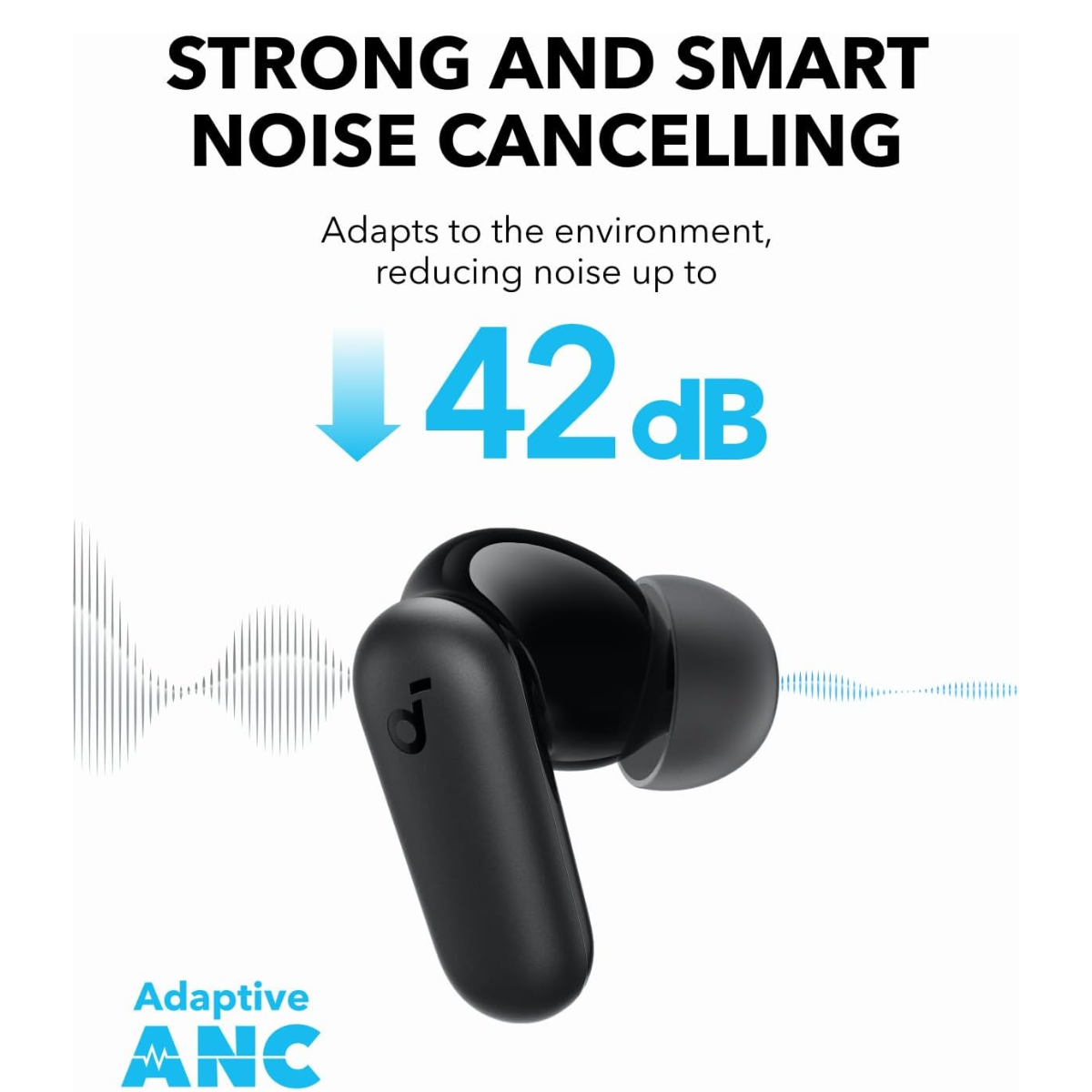 Soundcore R50i NC by Anker Noise Cancelling Earbuds, Strong and Smart Noise Cancelling, Bluetooth 5.4, App Control