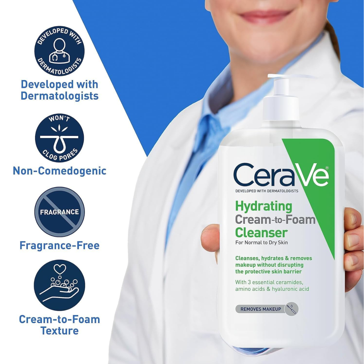 Cerave Hydrating Cleanser Cream-To-Foam 12oz Pump (355 ml)