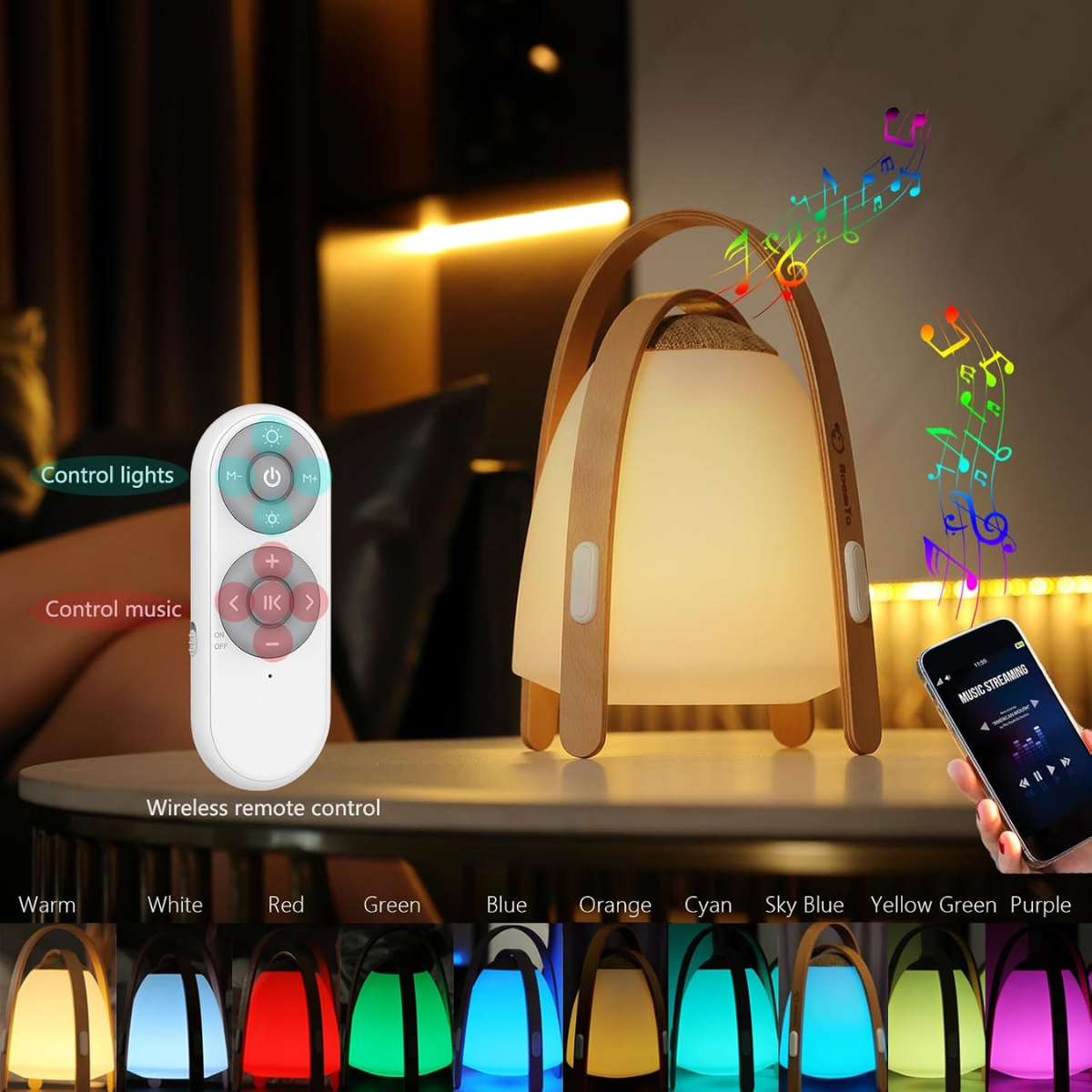 RGB LED Lamp with Speaker, 10 Colors, 4 Modes – Perfect for Ambience & Music
