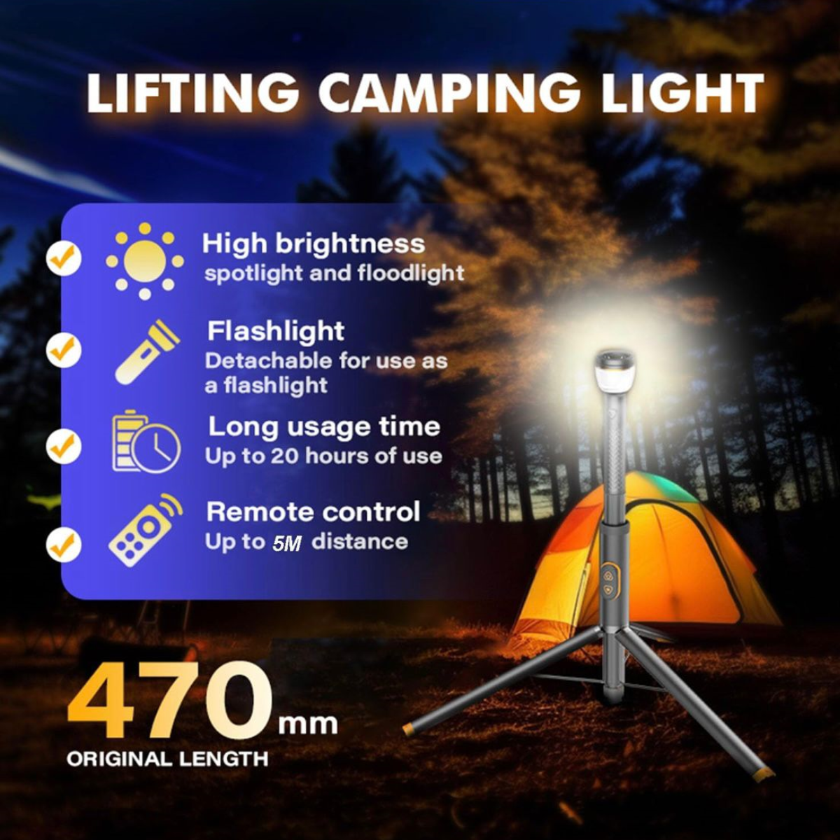 Foldable, 3 Modes, Magnetic Base & Remote Control