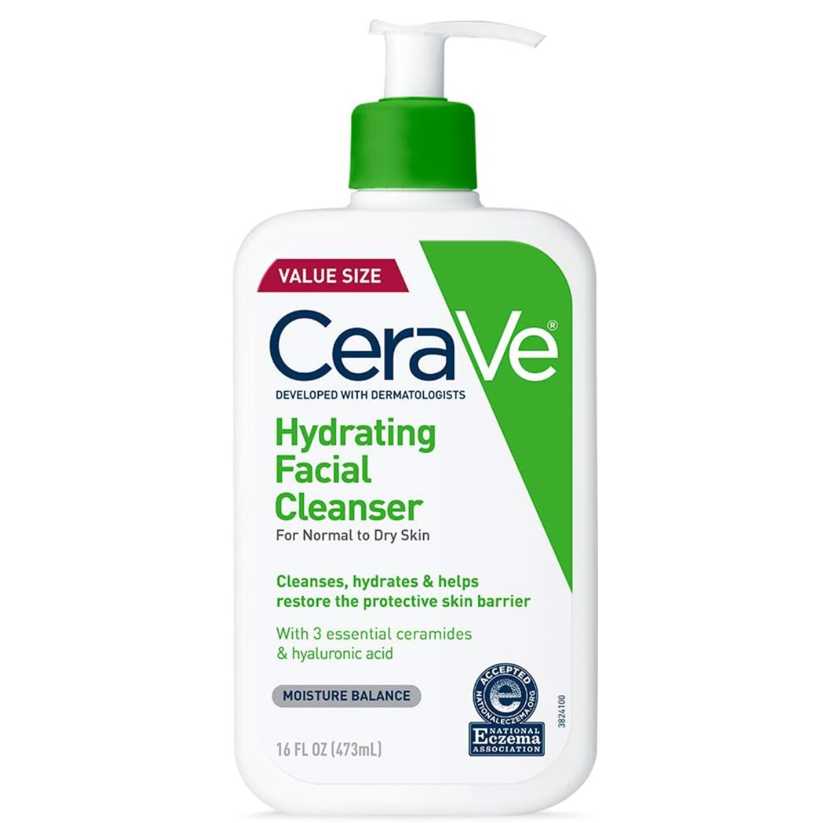 CeraVe Hydrating Facial Cleanser, Moisturizing Non-Foaming Face Wash with Hyaluronic Acid, 16 Fluid Ounce